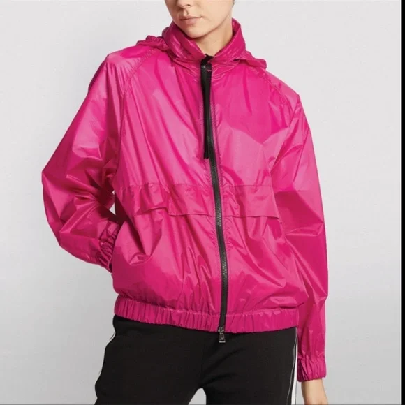 Moncler hot pink Groseille light weight jacket spring zip hooded sz 2 Medium M - Picture 2 of 11